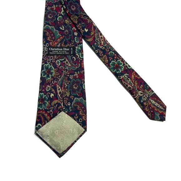 Vintage Christian Dior Navy Paisley Silk Tie - Picture 7 of 8